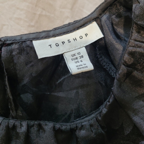 Topshop womens SZ 6 Sheer Blk. Floral layer top Goth, dark fairy,lacey, romantic - Picture 2 of 10